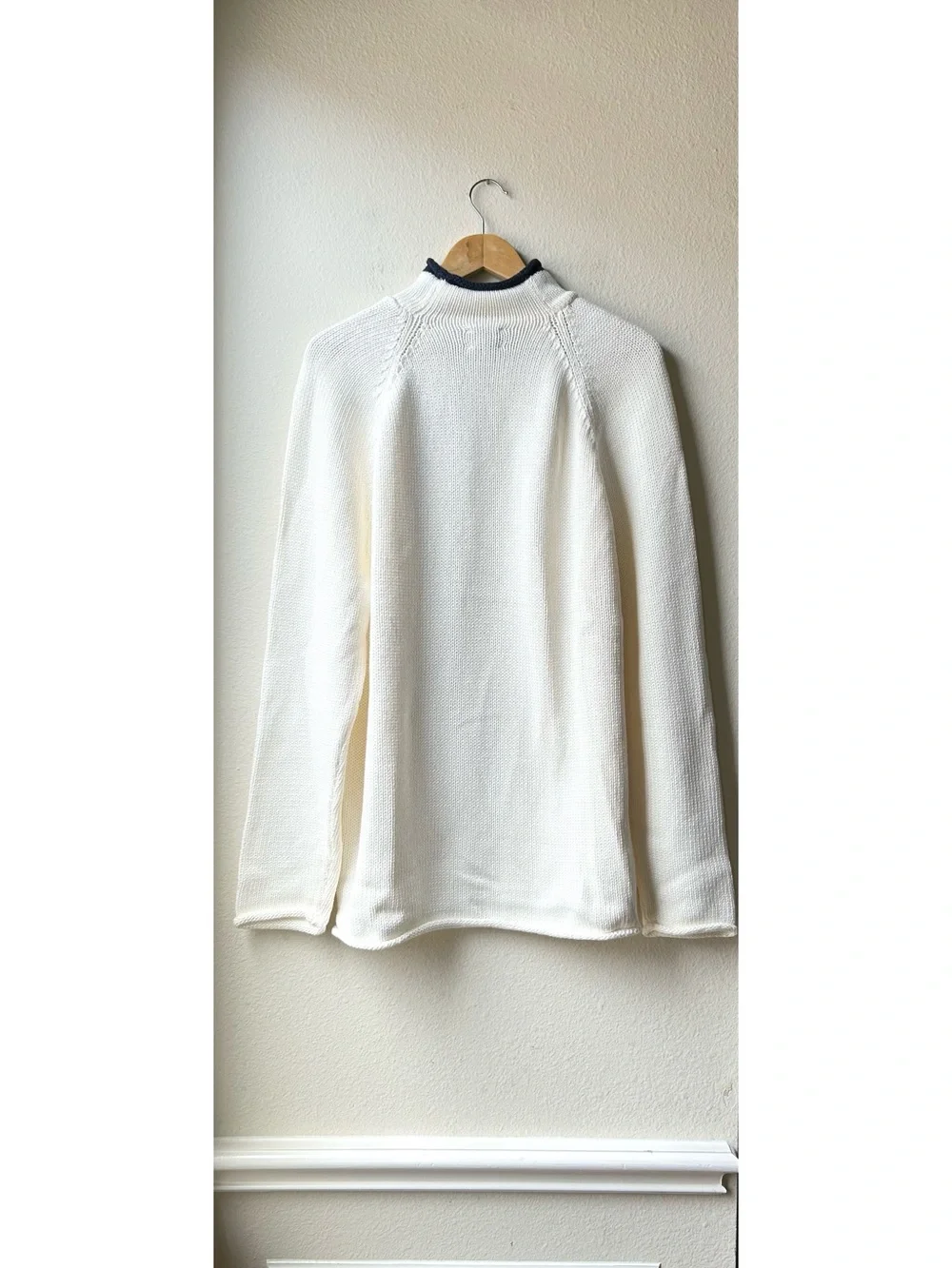NWT J. CREW 1988 Rollneck sweater with tipping Ivory Navy Stripe Sz XL $118 CQ89